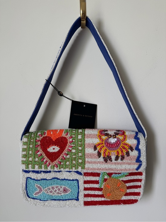 America & Beyond Handbags - America & beyond Beaded fish crab colorful striped Shoulder Bag